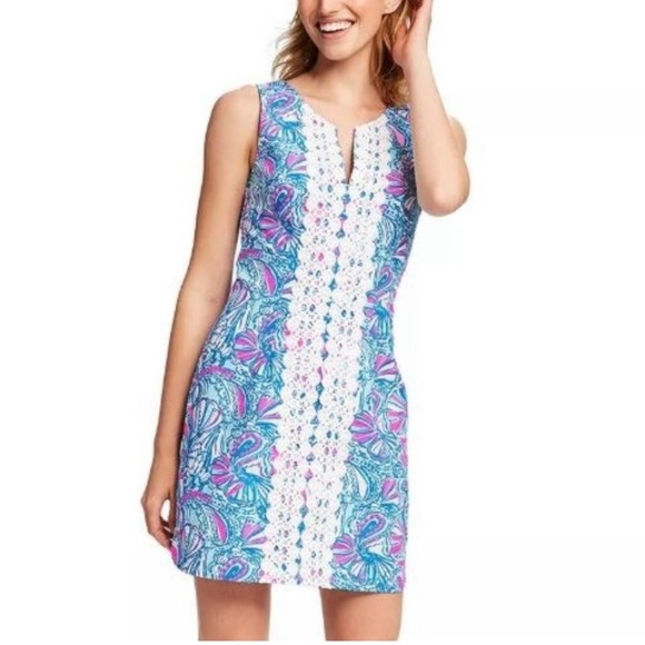 Lilly Pulitzer dress Target 20th anniversary collab My Fans blue mini Shift EUC - Picture 3 of 15